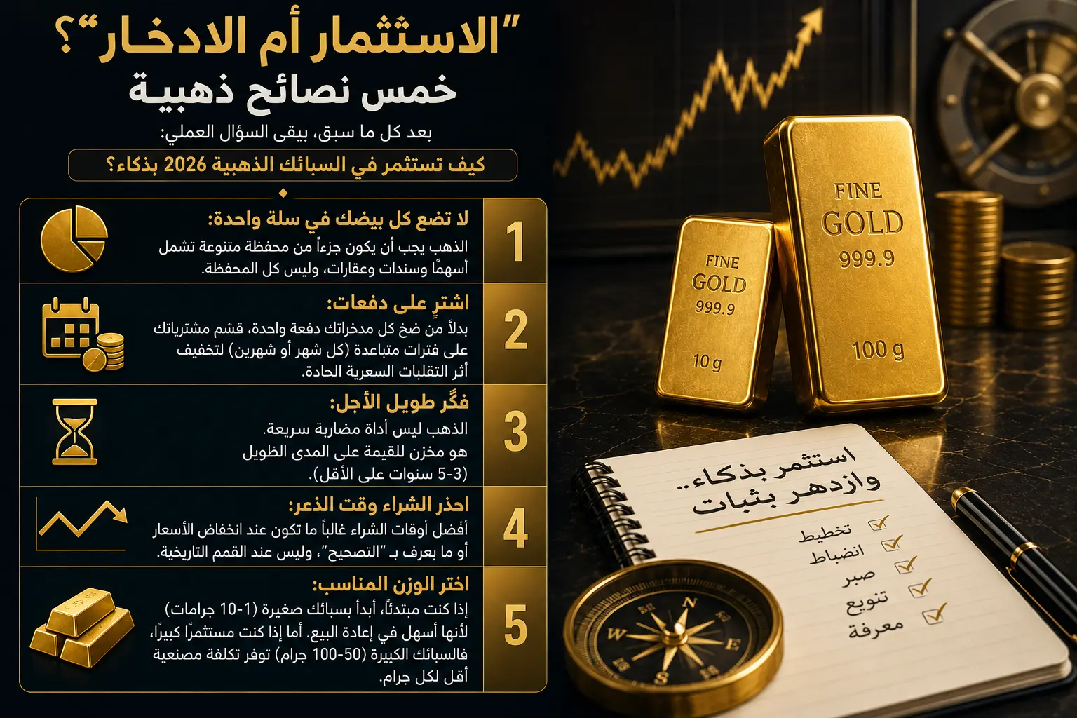 الاستثمار أم الادخار؟ خمس نصائح ذهبية
