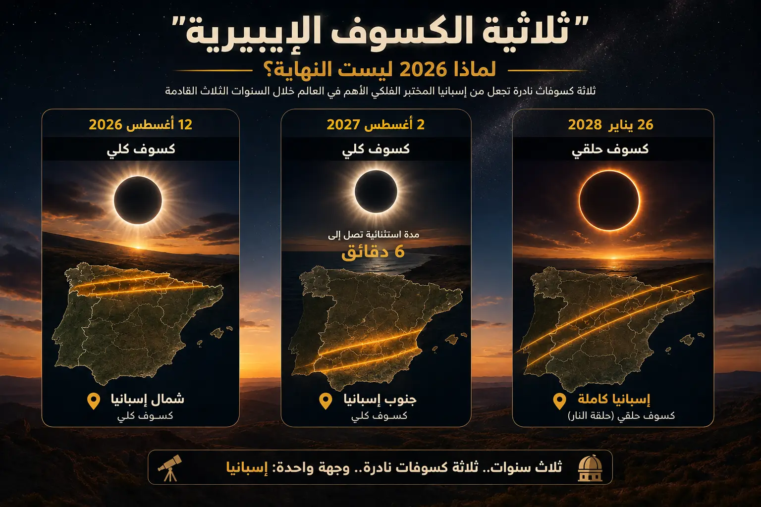 ثلاثية الكسوف الإيبيرية لماذا 2026 ليست النهاية؟