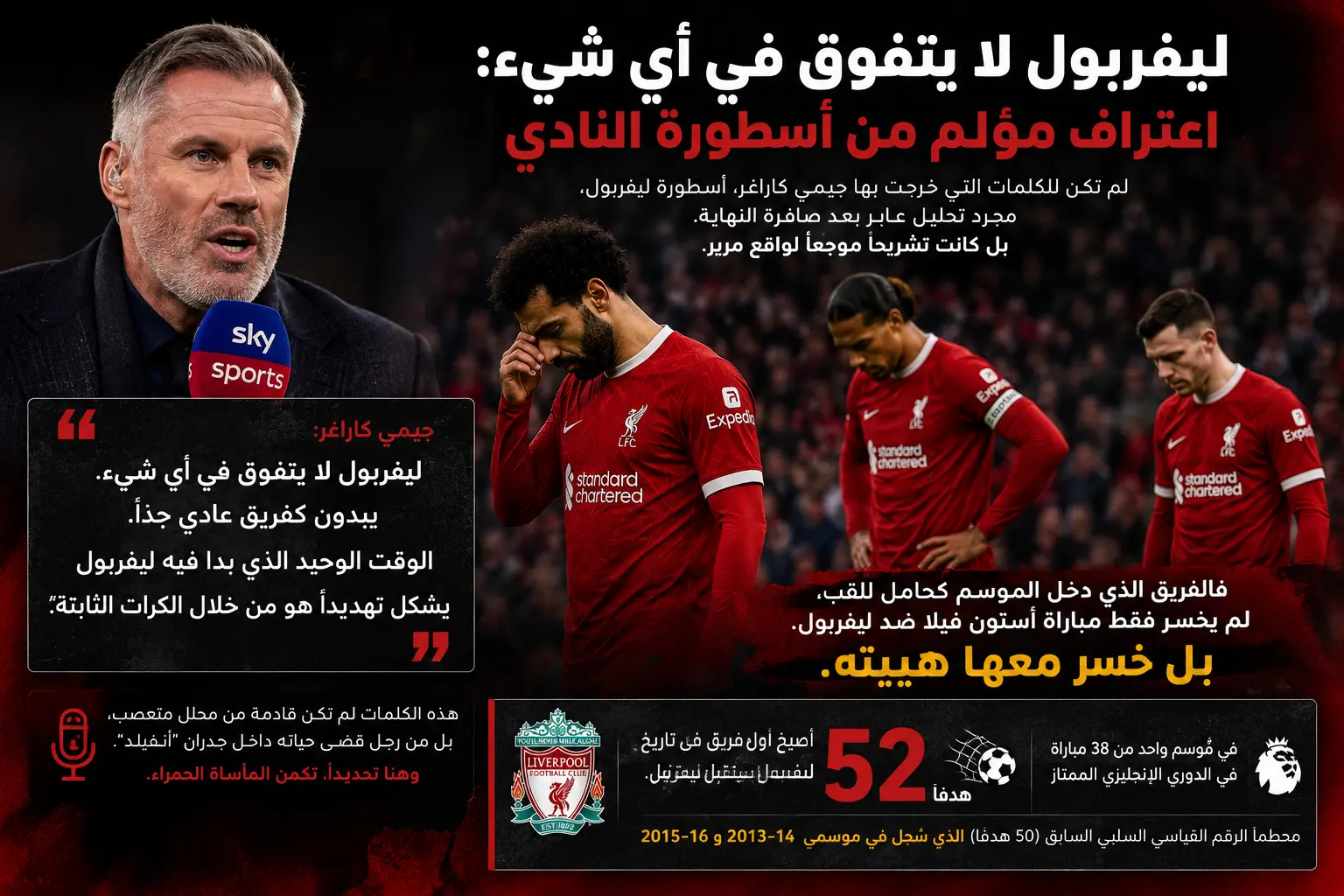 ليفربول لا يتفوق في أي شيء اعتراف مؤلم من أسطورة النادي